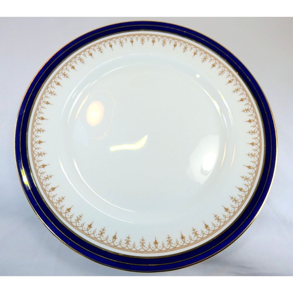 Aynsley Leighton 1646 Smooth Cobalt Blue Gold Fine Bone China 8" Salad Plate